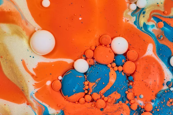 Imagen Mar Burbujas Naranjas Con Huevos Azules Blancos Pintura Abstracta — Foto de Stock