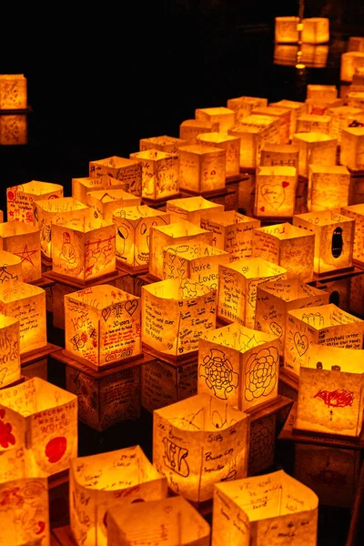 stock image Image of Lanterns floating down stream at Japanese lantern festival