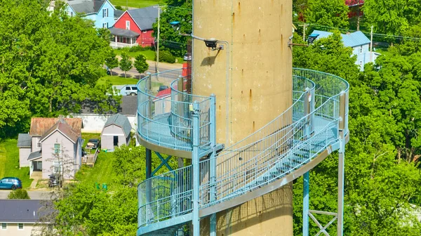 Image Close Blue Metal Spiral Staircase Aerial Rastin Observation Tower — Stock Photo, Image