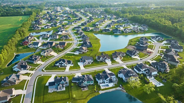 stock image Image of Large neighborhood with expensive mansions and large ponds aerial