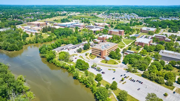 Imagem Aérea Campus Universitário Pfw Joseph River Vista Edifícios Com — Fotografia de Stock
