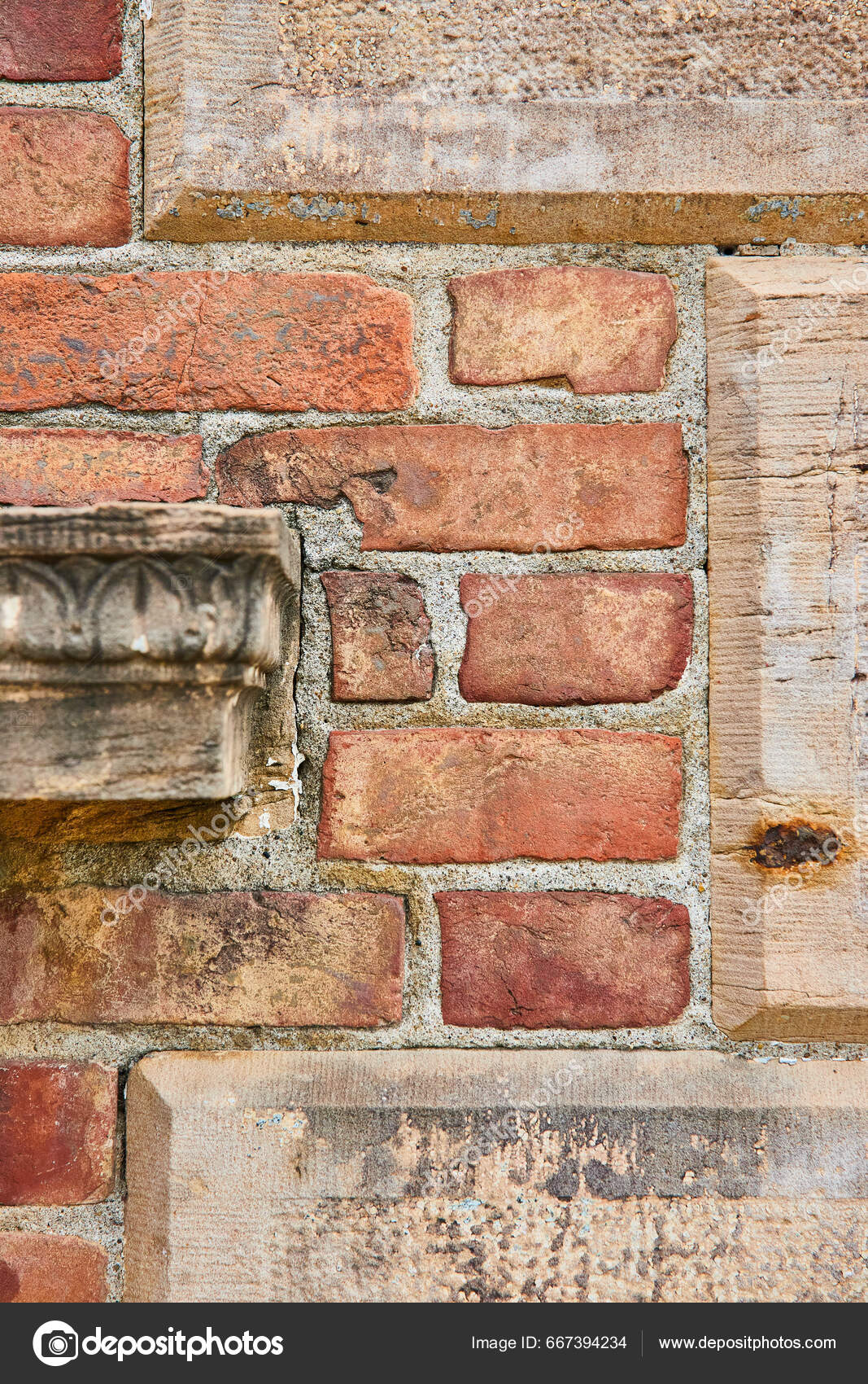 Image Various Textures Wall Mixed Tan Concrete Blocks Faded Red — Stock  Photo © njproductions #667394234, image size:1067x1700
