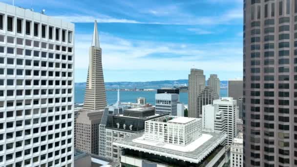 Video Aerial Del Centro San Francisco Tra Due Grattacieli Verso — Video Stock
