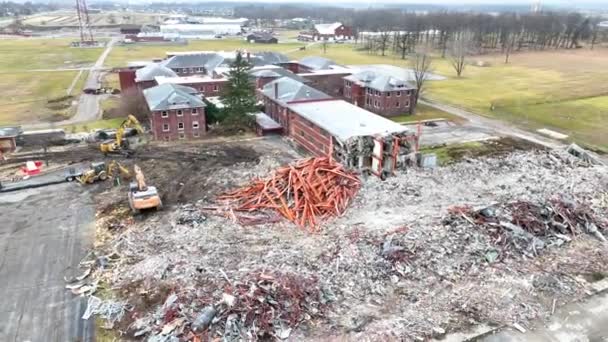 Video Nieve Cayendo Sitio Deconstrucción Del Centro Salud Byron Video — Vídeos de Stock