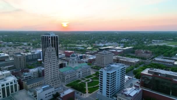 Video Von Dawn Luftbild Der Innenstadt Von Fort Wayne Das — Stockvideo