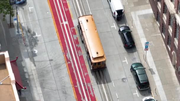 Videó Lefelé Lövés Légi Követve Trolly Belvárosában San Francisco — Stock videók
