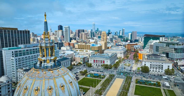 Belediye Binasının Çatısı Mavi Kubbe San Francisco Nun Havadan Görünüşü — Stok fotoğraf