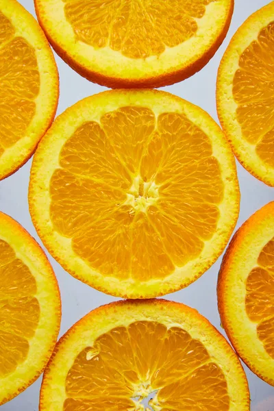 Image Macro Orange Slices Seeds White Background — Stock Photo, Image