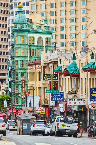 Imagen Street View Chinatown Tiendas Restaurantes Con Edificios Apartamentos Distancia — Foto de Stock