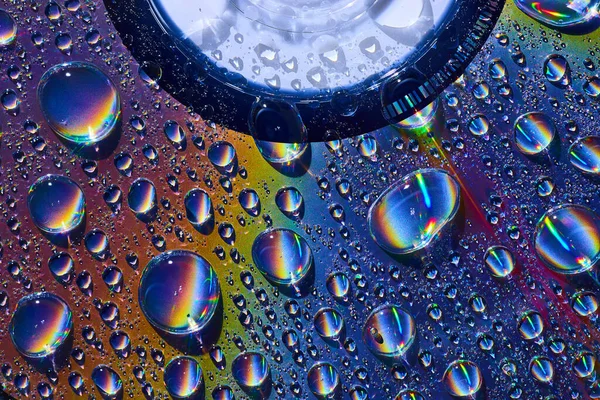 Image Silvery Water Drops Abstract Surface Rainbow Colors Background Asset — Stock Photo, Image