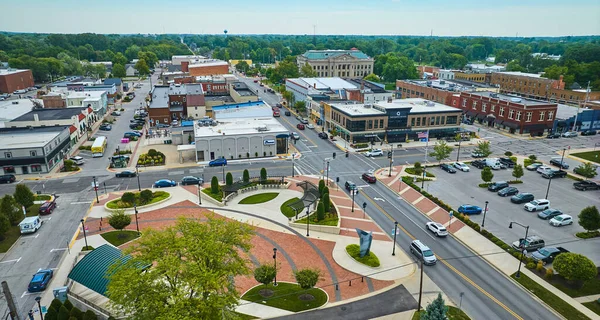 Image Aerial James Cultural Plaza Distant Courthouse Downtown Auburn — Stock Photo, Image