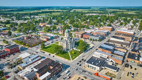 Afbeelding Van Wide Aerial View Columbia City Whitley County Court — Stockfoto