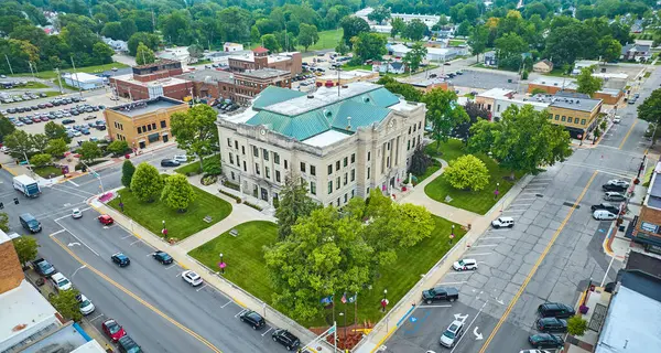 stock image Image of Downtown Auburn courthouse aerial view with city buildings