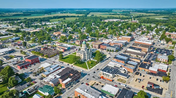 Image Aerial View Columbia City Whitley County Court Thouse Center — стоковое фото