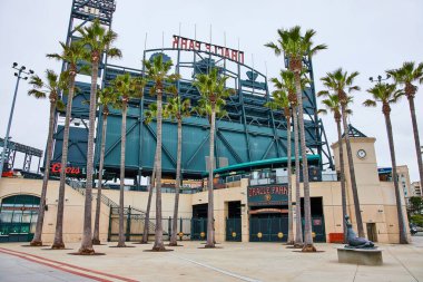 Oracle Park Marina Kapısı girişi Palmiye ağaçları ve fok heykeli
