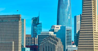 San Francisco gökdelen binalarının resmi Transamerica Piramidi ve Satış Gücü Kulesi, CA