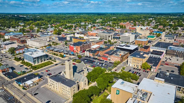 stock image Image of Church, courthouse, and office buildings in downtown aerial of Muncie city, Indiana on sunny day