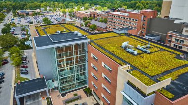 Yeşil kolej çatısı görüntüsü hava topu devlet üniversitesi Muncie, IN