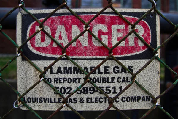 Yanıcı Gaz Uyarısı Louisville Gaz Seçim Şirketi Nin Güvenlik Önlemlerini — Stok fotoğraf