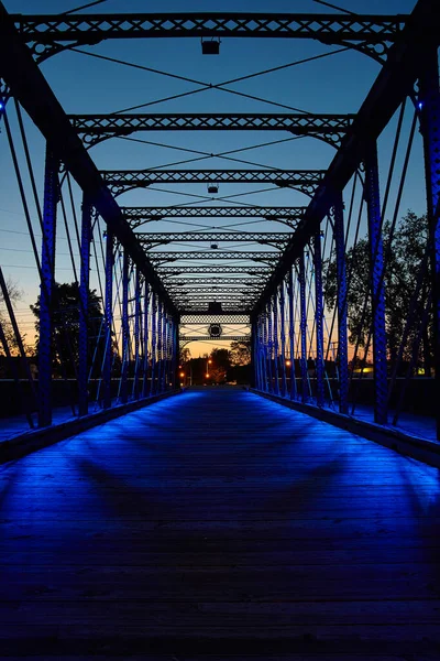 Boeiend Uitzicht Wells Street Bridge Fort Wayne Indiana Truss Brug — Stockfoto