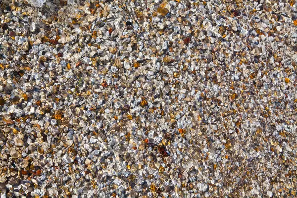 Close View Multitude Wet Pebbles Beach Polished Glistening Stones Varying — Stock Photo, Image