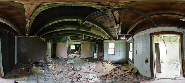 Boeiend Panorama Van Een Verlaten Huntington House Indiana Toont Spookachtige — Stockfoto