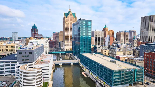 Bustling Milwaukee Cityscape: Harmonious Blend of Historic and Modern Architecture, 2023 Aerial View
