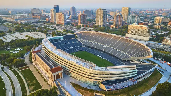 Obraz Sportów Lotniczych Soldier Field Chicago Stadion Piłkarski Wschodzie Słońca — Zdjęcie stockowe