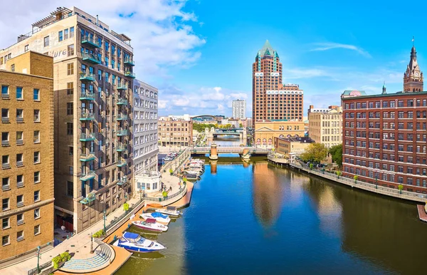 Veduta Panoramica Aerea Milwaukees Vibrante Paesaggio Urbano Con Architettura Classica — Foto Stock