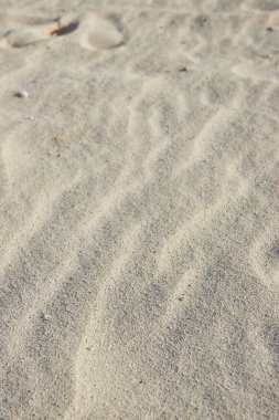 Nassau, Bahamalar 'daki desenli kum yüzeyinin yakın çekimi, gündüz vakti doğal elementlerin oluşturduğu çıkıntıları vurguluyor..