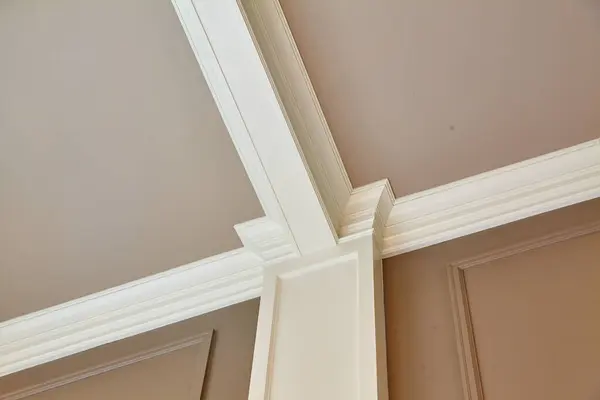 Classic Elegance: White Crown Molding and Taupe Walls in a Residential Interior, Indiana, 2015