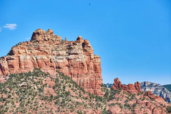 Dagsljus Bild Pulserande Röda Klippformationer Klarblå Himmel Sedona Arizona 2016 — Stockfoto