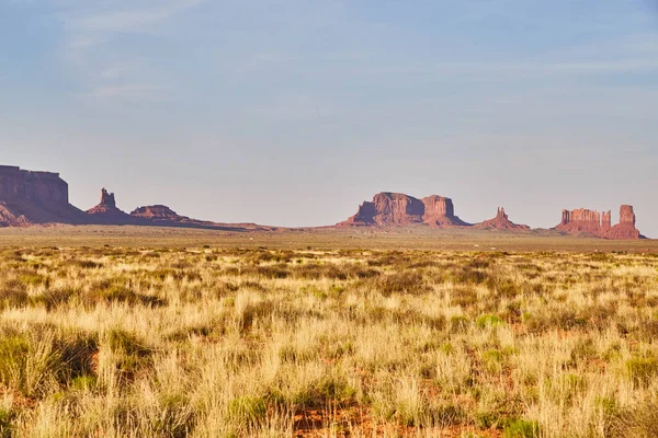 Golden Hour Monument Valley Arizona 2016 Glowing Dry Grasses Timeless — Stock Photo, Image