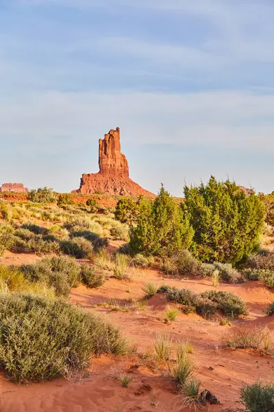 Golden Hour Monument Valley 2016 Majestic Sandstone Butte Rises Clear — Stock Photo, Image