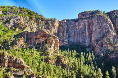 Sedona, Arizona 'daki Görkemli Uçurumlar ve Yoğun Orman Hava Görüntüsü 2016' da bir helikopter tarafından ele geçirildi.