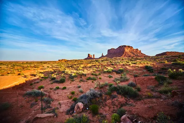 Sunlit Red Rock Formations Vast Blue Skies Arizona Desert 2016 — Stock Photo, Image