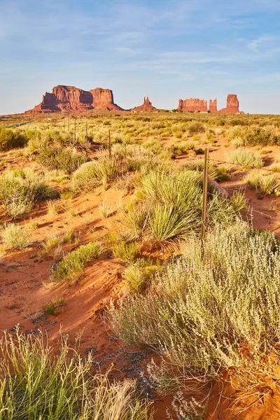 Sunlit Desert Landscape Red Rock Formations Monument Valley Arizona 2016 — Stock Photo, Image