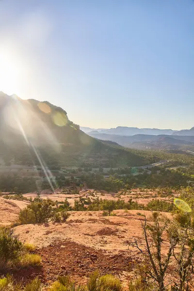 Breathtaking Sunrise Rugged Sedona Landscape Arizona 2016 Featuring Bell Rock — Stock Photo, Image
