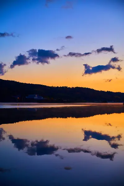 Tranquil Sunrise Reflection Houghton Lake Michigan Nell Autunno 2017 — Foto Stock