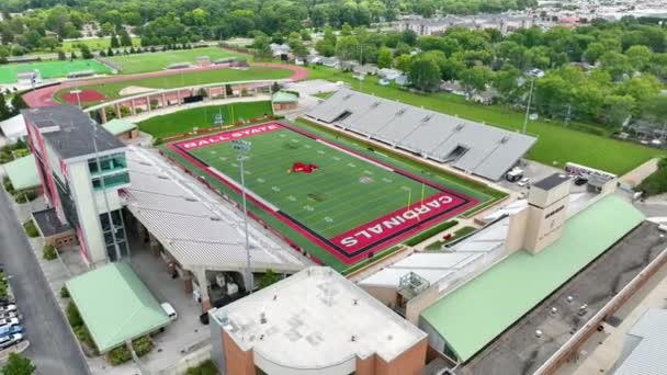 Aerial Arc Shot Scheumann Stadium Ball State University Muncie Indiana — Vídeos de Stock