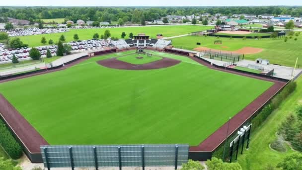 Luftaufnahme Eines Geschäftigen Ballparks Muncie Indiana Ein Schaufenster Der Sportkultur — Stockvideo