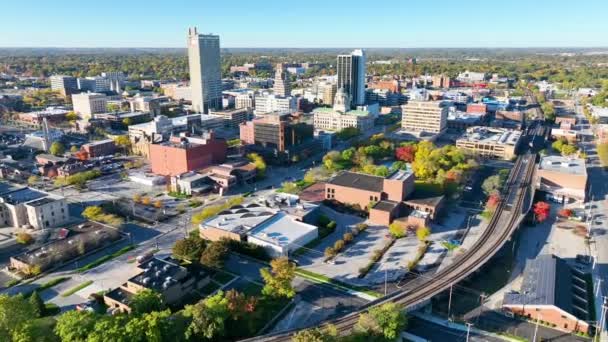 Aerial Fly Fort Wayne Індіана Демонструє Яскравий Центр Міста Історичний — стокове відео
