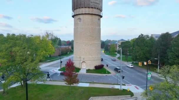 Vue Aérienne Piédestal Château Eau Historique Ypsilanti Dans Michigan Levant — Video