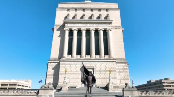 Légi Piedesztál Lövés Majestic Indiana War Memorial Museum Downtown Indianapolis — Stock videók