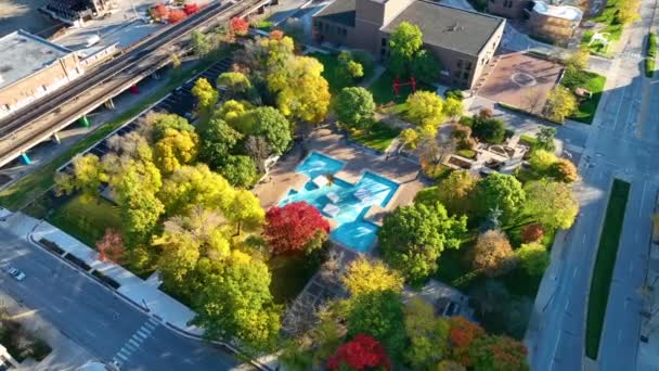 Fort Waynes Freimann Meydanı Nın Sonbahar Zaferinde Çekilen Hava Yayı — Stok video