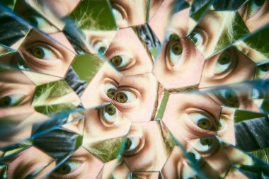 Human Eye in a Kaleidoscopic Mirror: Intricate Reflections Evoking Introspection and Perception clipart