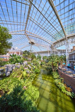 Discover tranquility in the lush indoor garden of Gaylord Opryland, Nashville. Soak up natural light in this tropical oasis, perfect for a serene urban retreat. Ideal for hospitality and wellness