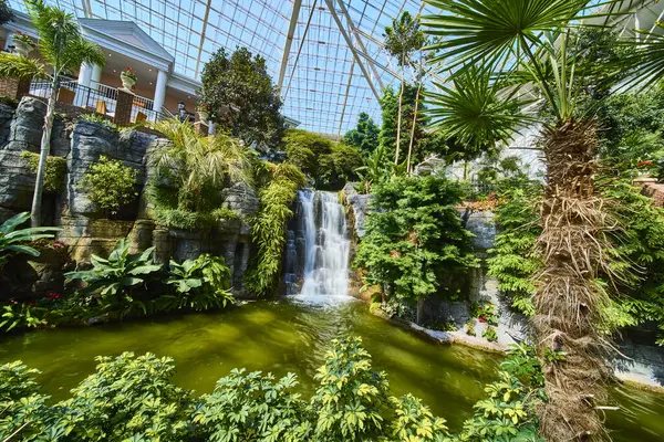 Experience tranquility in the heart of Nashville at Gaylord Opryland. This indoor garden oasis blends lush greenery with a serene waterfall under a glass ceiling, creating a relaxing escape.