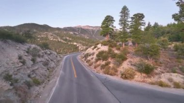 Havadan Uçarak İlerleme: Güneşin doğuşunda Nevada, Charleston Dağı 'nın dingin güzelliğini tecrübe edin. Engebeli uçurumlardan ve yüksek çam ağaçlarından geçen dolambaçlı bir yol altın bir manzaranın ortasına macerayı davet eder..