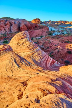 Nevada 'daki Fire State Park Vadisi' ndeki nefes kesici Ateş Dalgası 'nı deneyin. Dönen kaya oluşumlarına ve bu büyüleyici çöl manzarasını tanımlayan canlı renklere hayret ediyorum. Tam oldu.